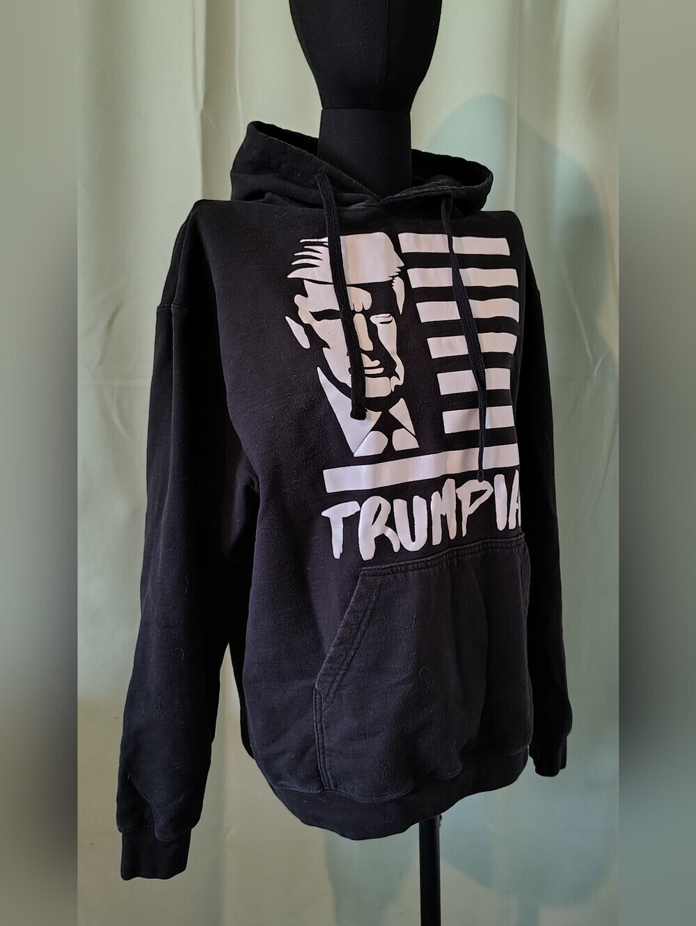 Tultex Black Trump Hoodie White Graphic Large Unisex MAGA Men Women Patriotic